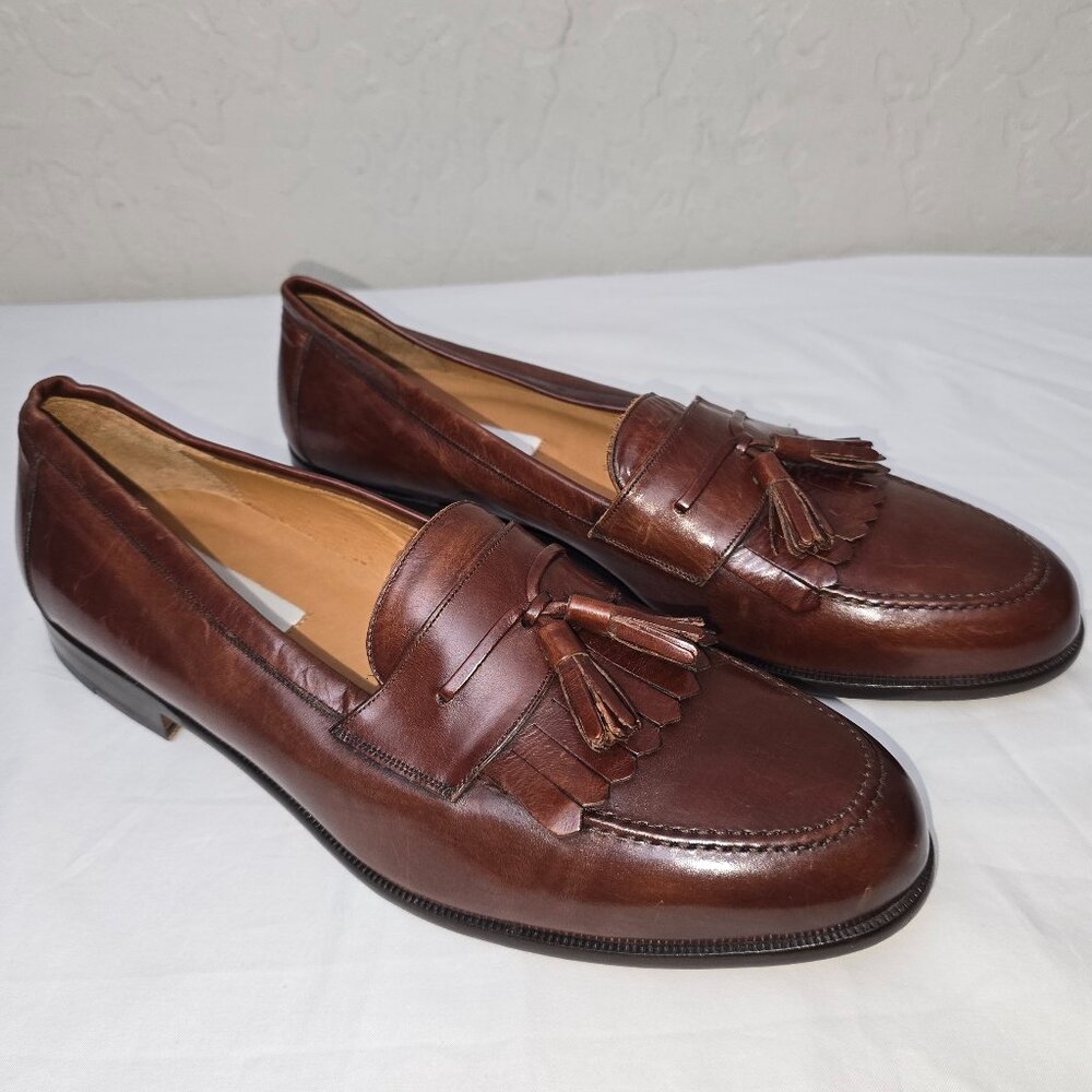 Mezlan Santander Brown Leather Slip On Kiltie Tassel Loafers Men’s Size 10.5